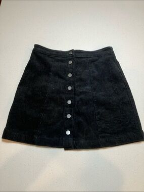 Forever 21 Black Corduroy Button-Front Mini Skirt size small